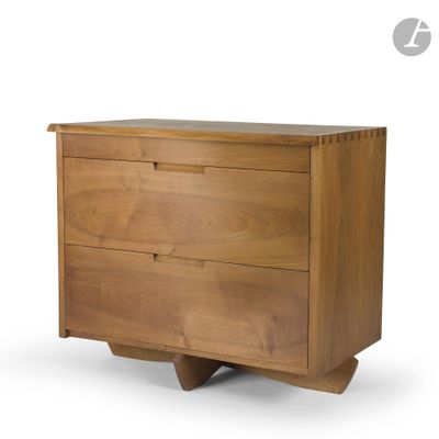 a close up of a wooden chest of drawers on a white background