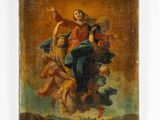 an old painting of a woman holding a child in her arms