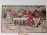 a picture of a painting of a group of people in a room