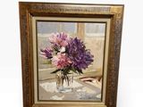 a picture of a painting of flowers in a vase