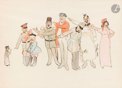 cartoon drawing of a group of people standing around each other
