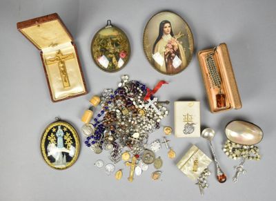 a lot of religious items that are on the table