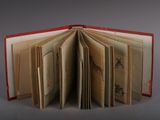 an open book that has a picture of a bird on it