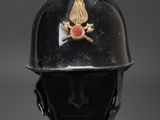 a close up of a helmet on a mannequin head