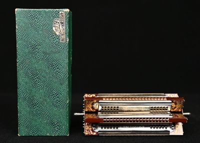 un livre vert et un rouleau métallique posés sur une surface noire