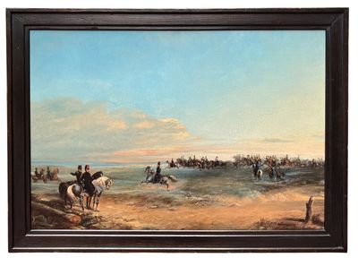 an image of a painting of a group of people riding horses