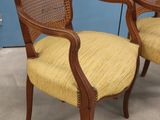 pair of cane back chairs with yellow upholstered upholstered upholstered upholstered upholstered upholstered upholstered