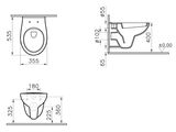 drawings of a toilet with a toilet seat and a bidet