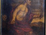 un vieux tableau représentant un homme armé d'une épée dans une pièce