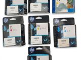 a set of six hp 11 ink cartridges in different colors