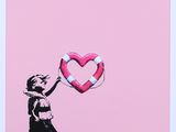 Impression « Banksy : une fille avec un gilet de sauvetage en forme de cœur »
