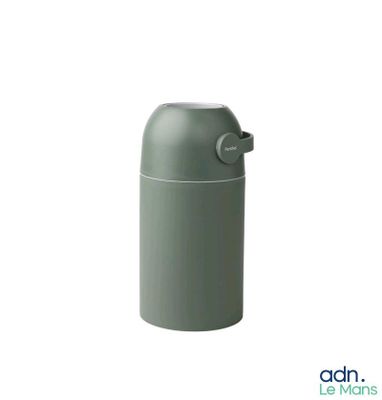 an image of a green trash can with a lid