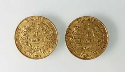 deux pièces d'or, dont l'une porte une couronne et l'autre représente une couronne