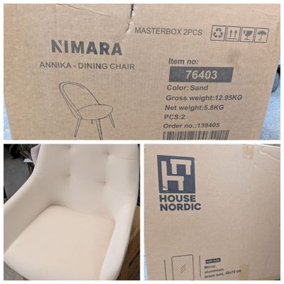 deux photos d'une boîte contenant une chaise et d'une boîte dans laquelle se trouve une chaise