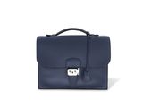 a blue briefcase with a lock on the front of it
