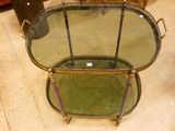 a glass table with a mirror on top of it