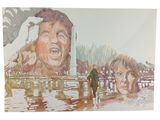 a painting of a man and a woman on the beach