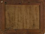 painting of a wooden frame with a brown background on a white wall