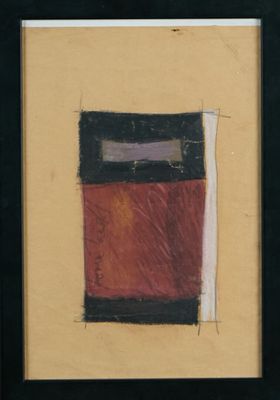 an image of a painting of a square and a rectangle on a yellow background