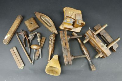 many different types of woodworking tools on the table