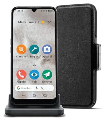 vue arrière d'un Samsung S9 noir posé sur une station de recharge