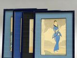 a picture of a picture of a woman in a blue dress
