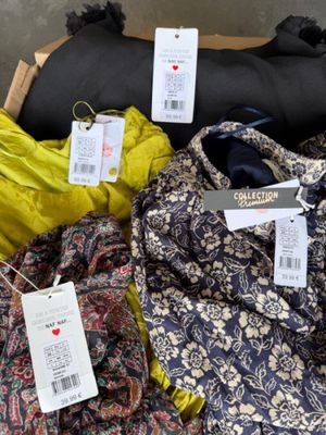 de nombreux types de vêtements exposés dans une boîte