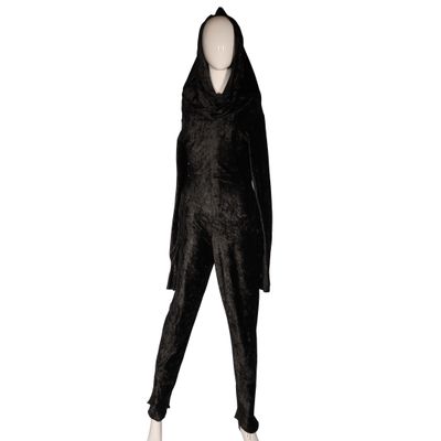 black cat costume on mannequin head on white background