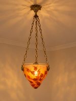 Verrerie de LEUNE (1861-1930) : Lustre coupole à décor de br… (photo 3)
