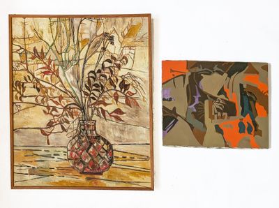 two paintings hanging on the wall next to each other