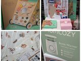 de nombreuses photos différentes de produits pour bébés exposés dans un magasin