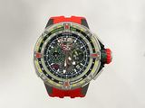 a red and black watch on a white background