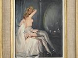 une image d'un tableau représentant une femme en robe blanche