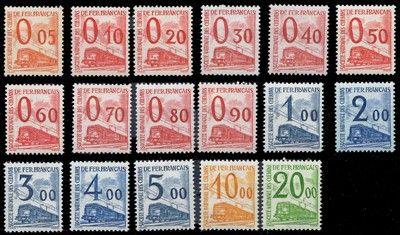 a collection of postage stamps with different numbers on them