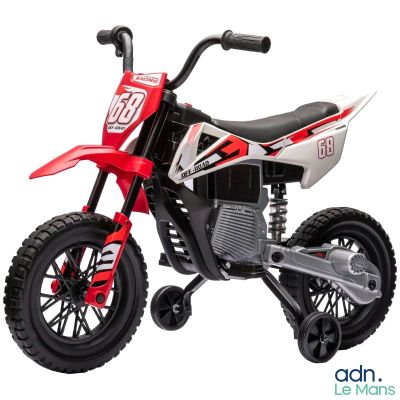 une moto tout-terrain rouge et blanche sur fond blanc