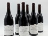 six bouteilles de vin sont alignées sur une surface blanche