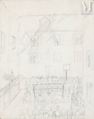 dessin représentant un salon avec un canapé et une table