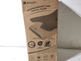 the box is open on the counter top with a knife in it