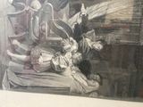 a picture of a painting of a woman laying on a bed