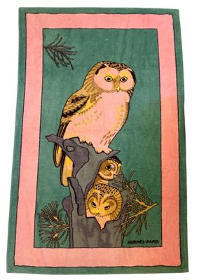 an image of a towel with a picture of an owl on it