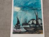 une image d'un tableau représentant un bateau dans l'eau