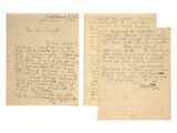 deux pages d'une lettre écrite à l'encre noire sur une feuille de papier