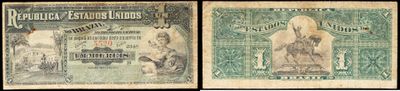 two old bank notes with a picture of a woman and a man