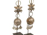 pair of antique silver plated earrings with bells and tassels