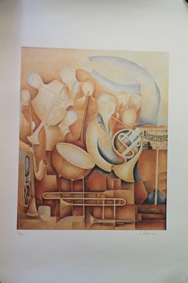Jacqueline Reynier ( XX°) L'orchestre, lithographie signée e…