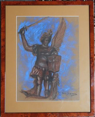 Saint Michel Pastel sur papier