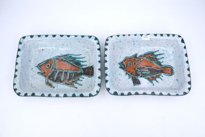 paire de plats à poisson en céramique faits main