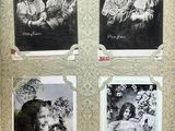 several old black and white photos of a woman and a child