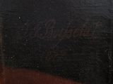 an image of a close up of a painting on a wooden surface