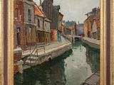 une image représentant un tableau d'un canal dans une ville